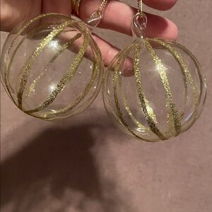 2 Vintage 1980’s Gold Glass Ornaments